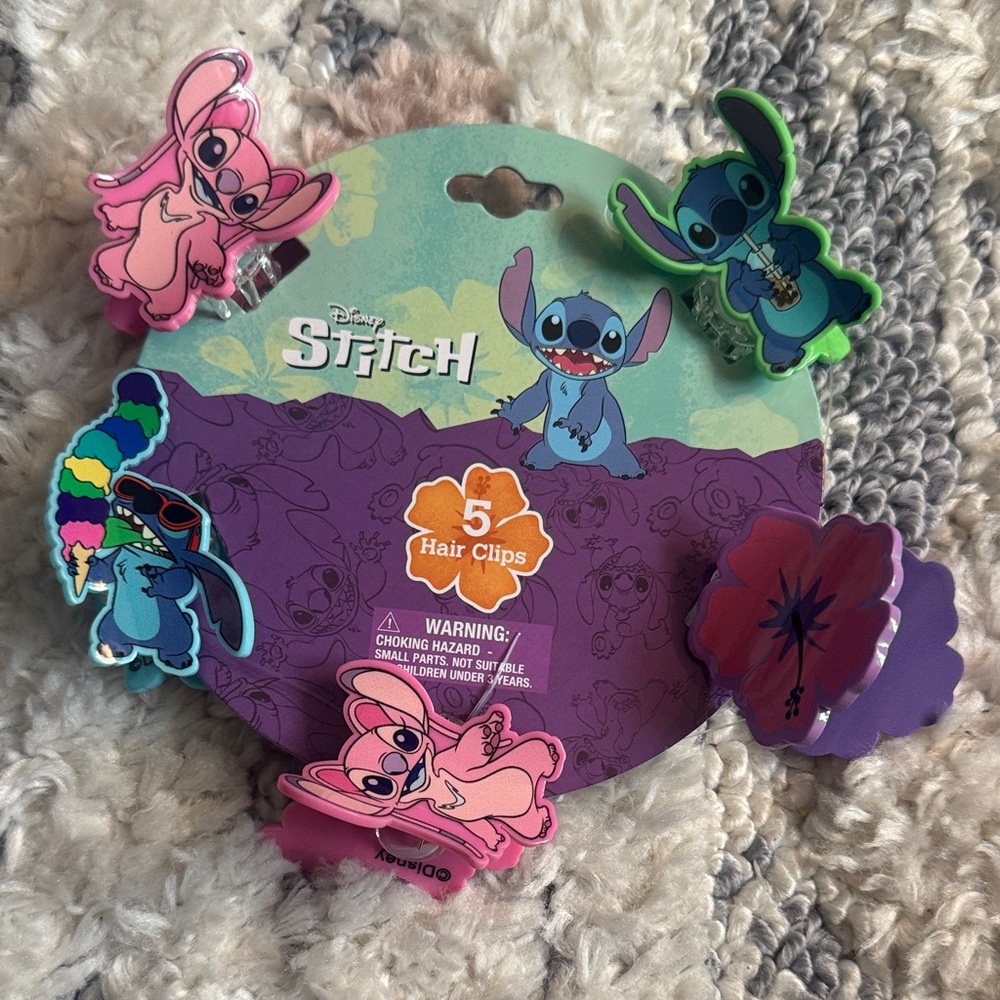 Disney Stitch 5 Claw Hair Clips Set